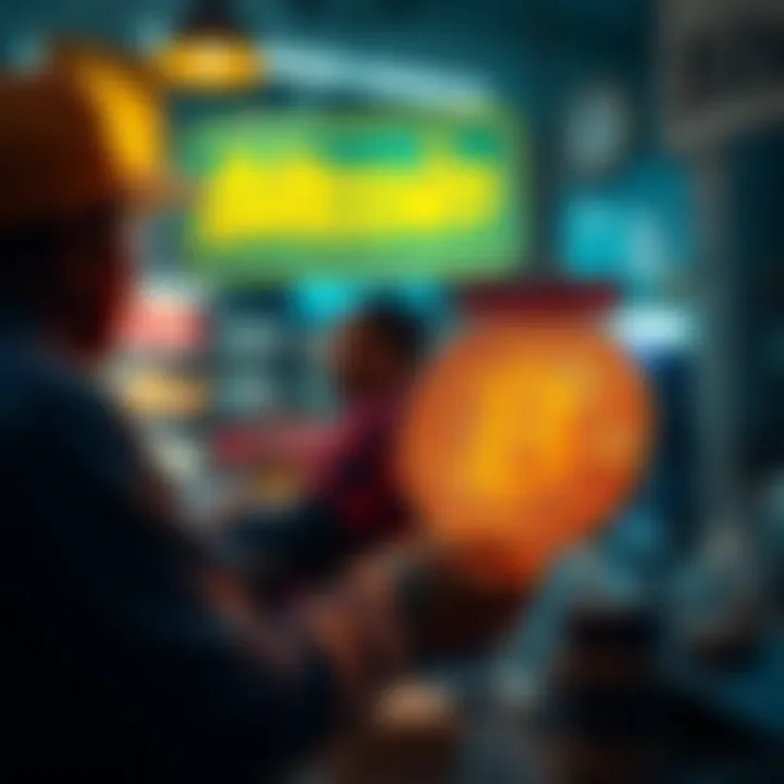 A South African merchant accepting Bitcoin payments at a checkout, with a sign indicating Bitcoin is accepted, showing a growing trend in digital currency use.