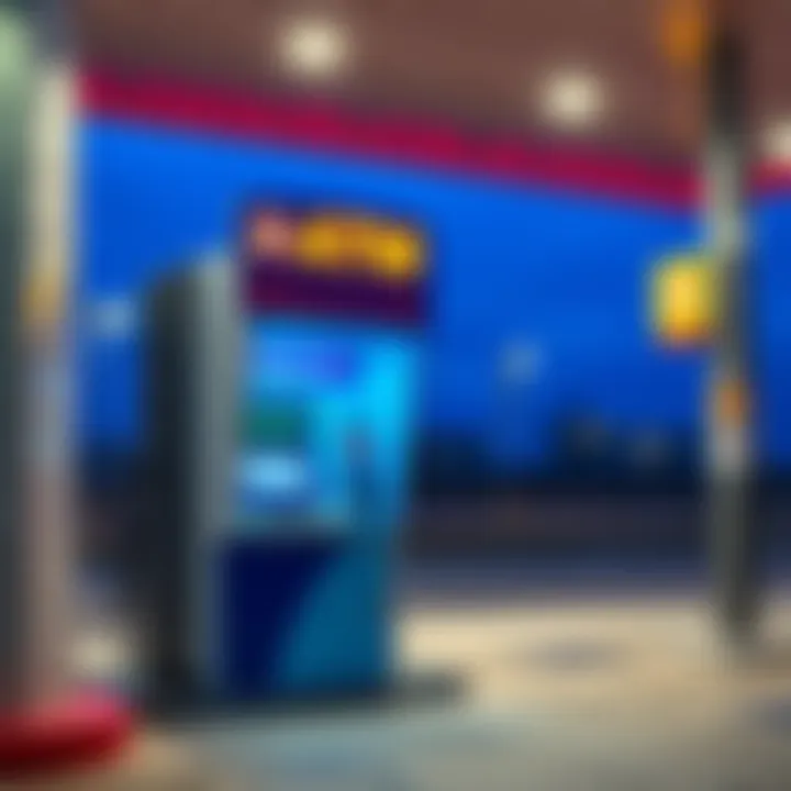 A Bitcoin ATM machine located at a gas station with cash being inserted