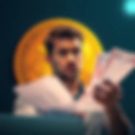 A person looking concerned while reviewing financial documents with a Bitcoin symbol in the background, illustrating the risks of variable rates on loans