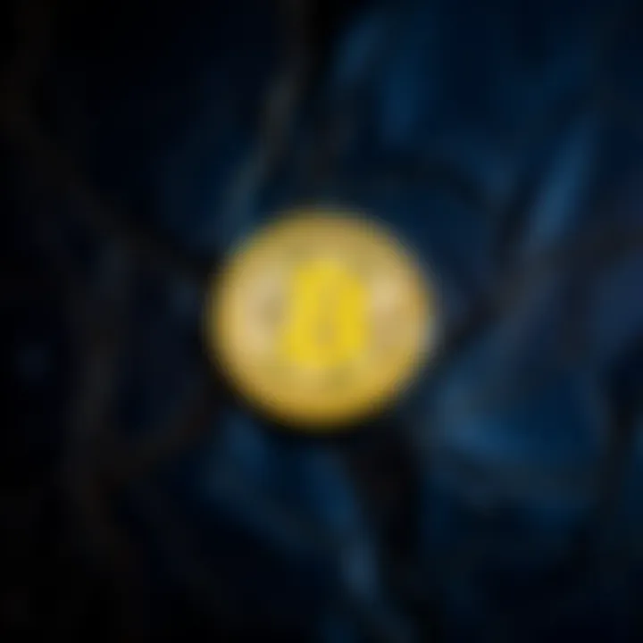 A shiny Bitcoin coin placed on a dark, textured surface, symbolizing its digital currency origins