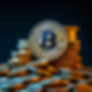 A pile of shiny Bitcoin coins stacked together, symbolizing Satoshi Nakamoto's potential holdings.
