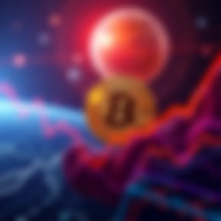 Graph showing Bitcoin value dropping while space stocks increase