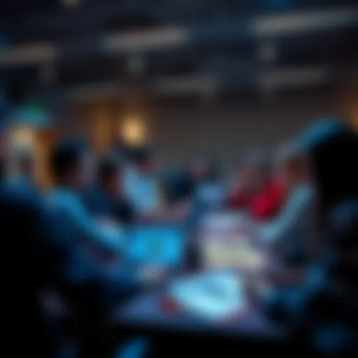 Bitcoin discussion forum People engaging in a discussion about Bitcoin with laptops and notes