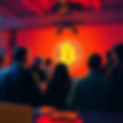 A group of people engaging in a lively Bitcoin discussion, sharing insights and asking questions.