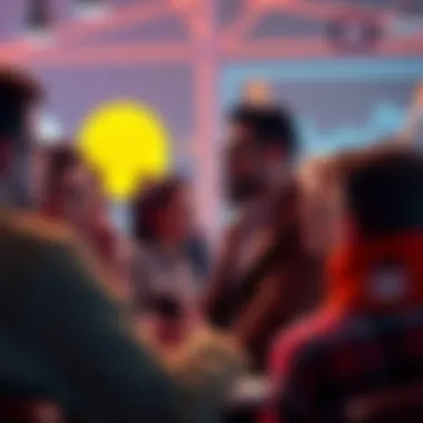 A group of people engaging in a conversation about Bitcoin, sharing ideas and questions