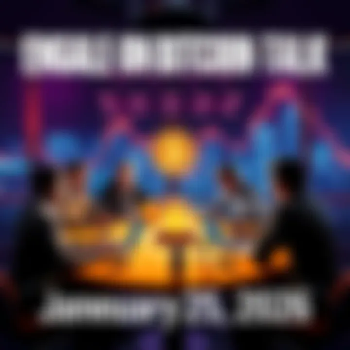 A group of people chatting about Bitcoin with laptops and smartphones at a round table.