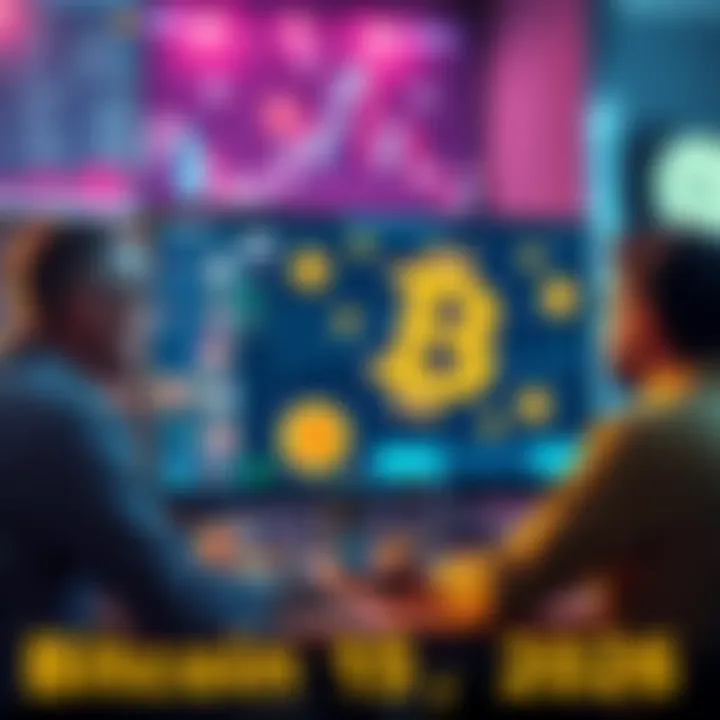 Bitcoin Discussion People engaging in a lively Bitcoin conversation online, sharing ideas and insights on a computer screen.