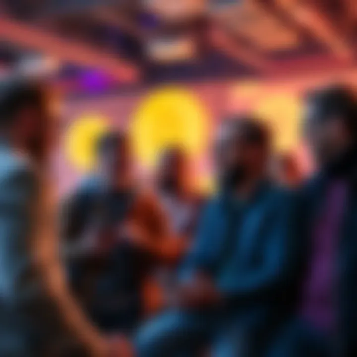 Group of friends talking about Bitcoin investments with mixed reactions