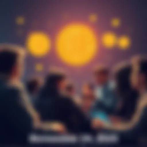 Group of people engaging in a lively conversation about Bitcoin