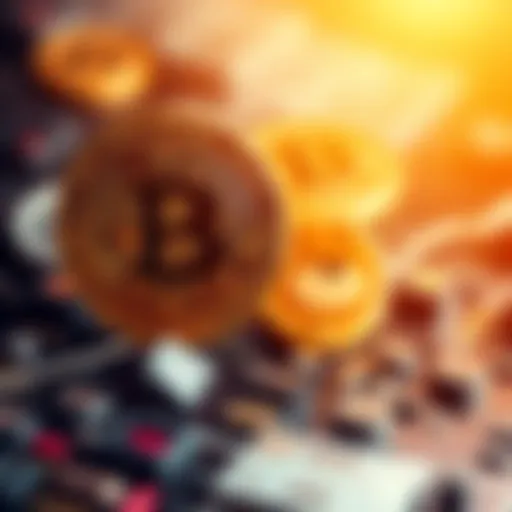 Bitcoin symbol rising alongside Dogecoin symbol, representing predicted price increases