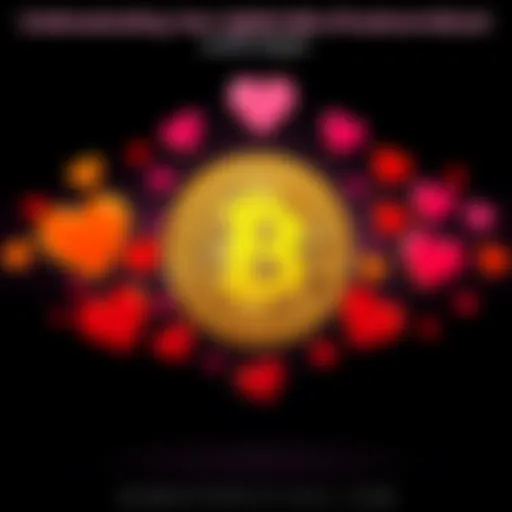 A Bitcoin symbol surrounded by hearts and emotional icons representing attachment