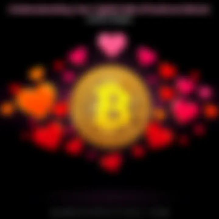 A Bitcoin symbol surrounded by hearts and emotional icons representing attachment