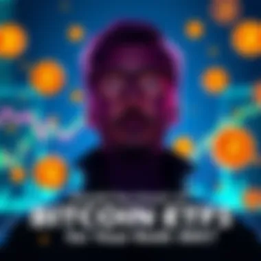 A person considering Bitcoin ETFs for their Roth IRA, with financial charts and Bitcoin symbols around them