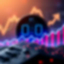 A graphic showing a countdown timer for Bitcoin's halving event with rising price trend arrows in the background.