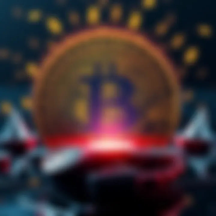 A visual representation of Bitcoin facing challenges in the digital currency market, symbolizing its identity crisis with dollar signs and a question mark.