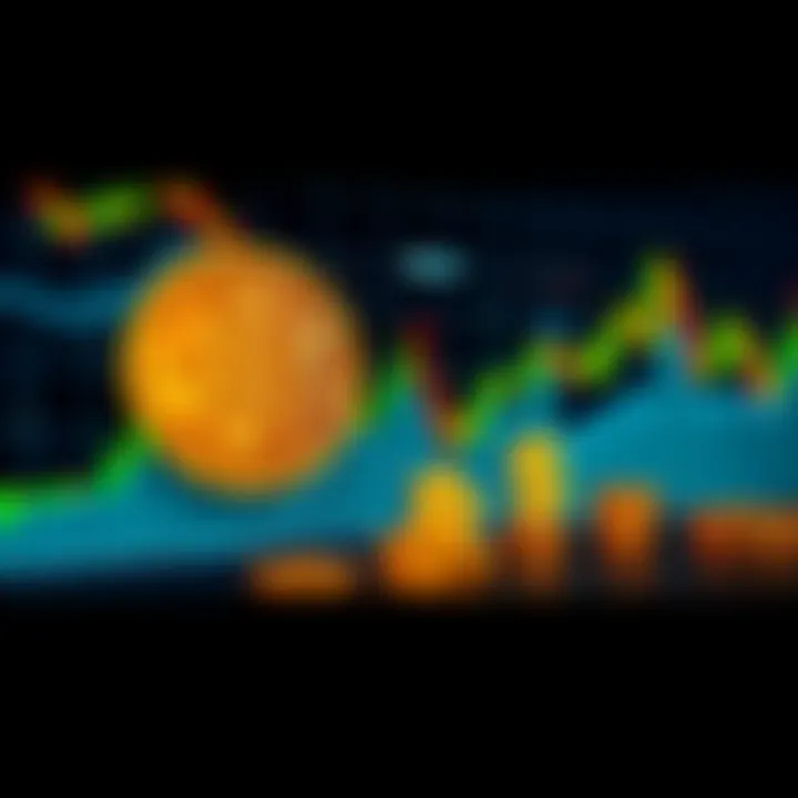 A visual representation of a Bitcoin price chart alongside symbols for interest rates, showing possible market reactions