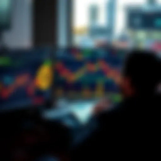 A person looking at a computer screen displaying bitcoin prices and charts, contemplating investment strategies.