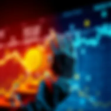 A visual representation of the Bitcoin market with rising graphs and symbols of strong investors, amidst signs of panic selling, illustrating 'diamond hands' remaining steady.