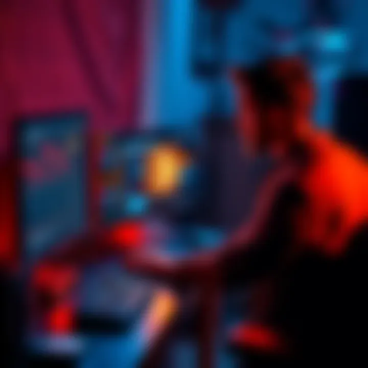 A person setting up a computer for Bitcoin mining at home in Australia with mining hardware and a Bitcoin logo on the screen.