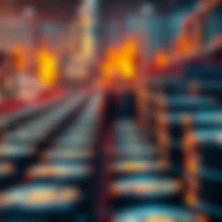 A view of Bitcoin mining farms with oil barrels in the background, representing the impact of rising oil prices on mining costs.