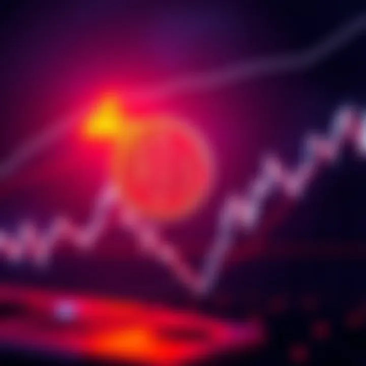 A line chart showing Bitcoin's price trend, with a caution sign indicating potential market reversal.
