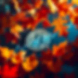 Bitcoin price chart with fall leaves A Bitcoin price chart showing recent gains with autumn leaves around it, indicating the fall months of September and October.