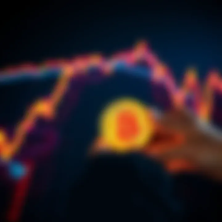 A downward trend in a Bitcoin price chart with some investors looking optimistic