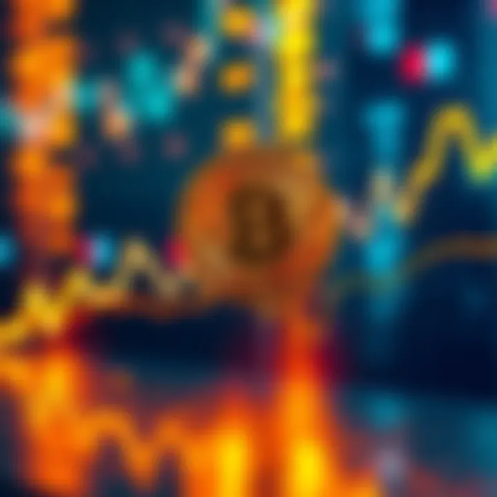 A line graph showing Bitcoin's price fluctuations with upward and downward trends