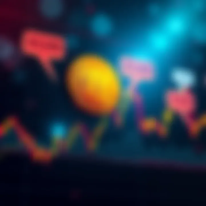 A graph showing Bitcoin's price spike to $112,000 with debate bubbles on cryptocurrency values in different currencies