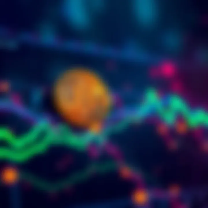 A line chart showing Bitcoin price surging past $83,000 with green upward trend lines