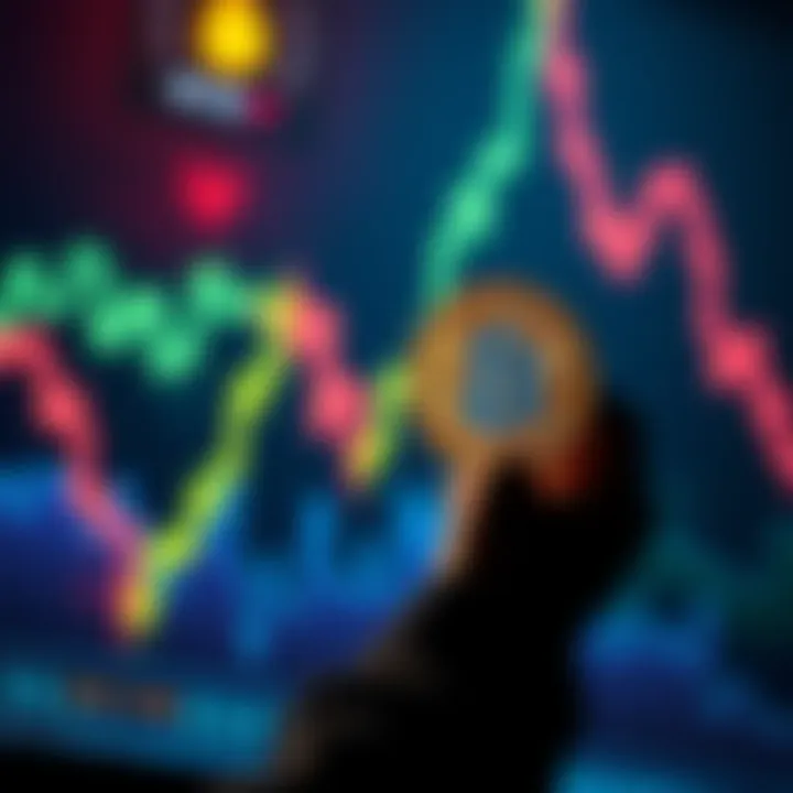 A graph showing Bitcoin price declining with a person buying Bitcoin at a lower price