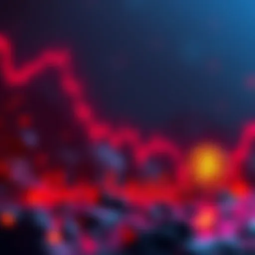 Graph showing Bitcoin's price declining sharply, with a red downward trend line and a warning symbol.