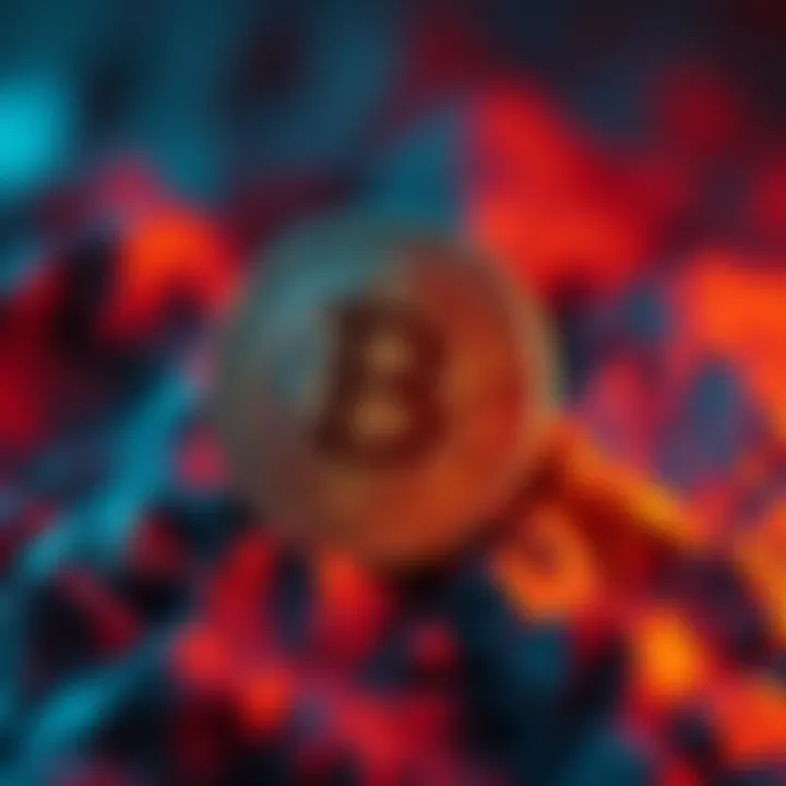 Bitcoin symbol with a downward arrow representing a price drop below $80k amid inflation concerns