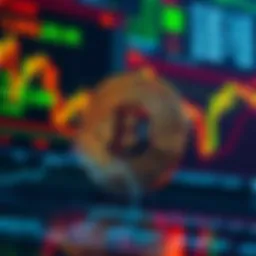 Bitcoin logo and chart showing decline, with a background of financial graphs and news headlines about market losses.