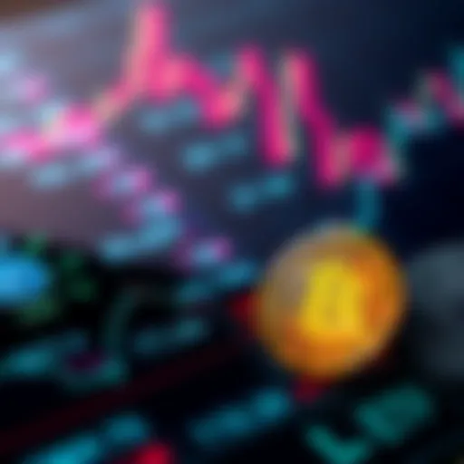 A graphic showing a downward trend in Bitcoin's price alongside a symbol of ETFs, illustrating significant losses in the cryptocurrency market.