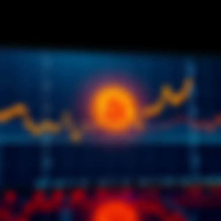 A line graph showing the ups and downs of Bitcoin prices, illustrating market volatility.
