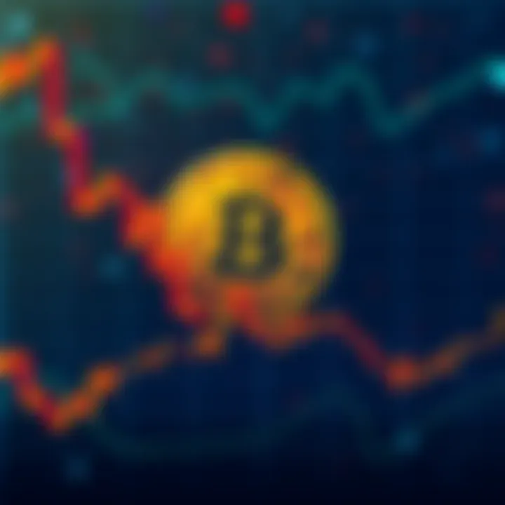 A graph showing a slight downward trend in Bitcoin prices with a bear symbol in the background