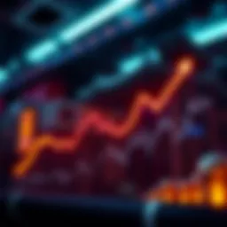 A line graph showing the rising average cost of Bitcoin over time with upward trends highlighted.