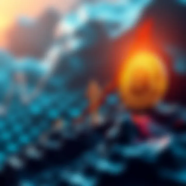 A visual representation of Bitcoin's rising value with an upward arrow and a glowing coin