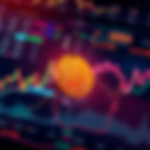 A chart showing Bitcoin's price declining towards zero, with a background of financial graphs and market data