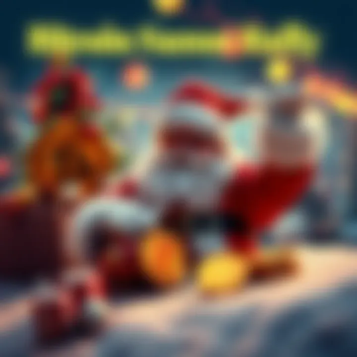 Bitcoin Santa Claus Rally A visual representation of Bitcoin's potential rise during December, featuring festive elements like Santa Claus and Christmas decorations alongside Bitcoin symbols.