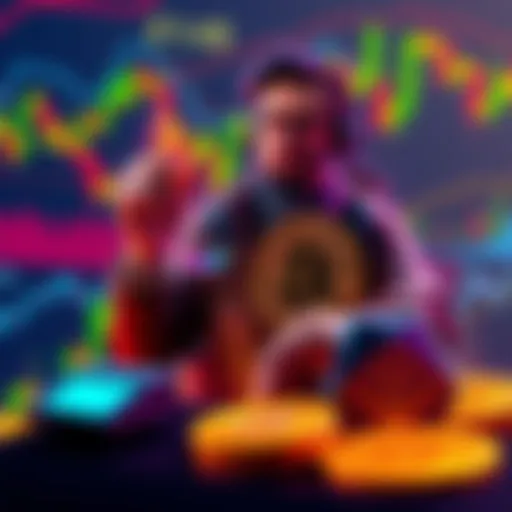 A developer showcasing a new smart contract framework on a Bitcoin chart, symbolizing the evolution of Bitcoin technology against Ethereum.