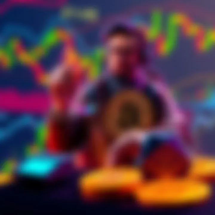 A developer showcasing a new smart contract framework on a Bitcoin chart, symbolizing the evolution of Bitcoin technology against Ethereum.