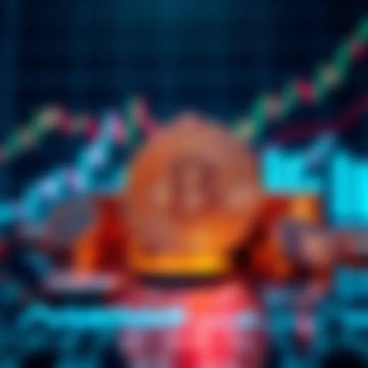 Bitcoin Surge in UAE A digital representation of Bitcoin coins surrounded by financial charts, highlighting increasing demand in the UAE due to market changes.