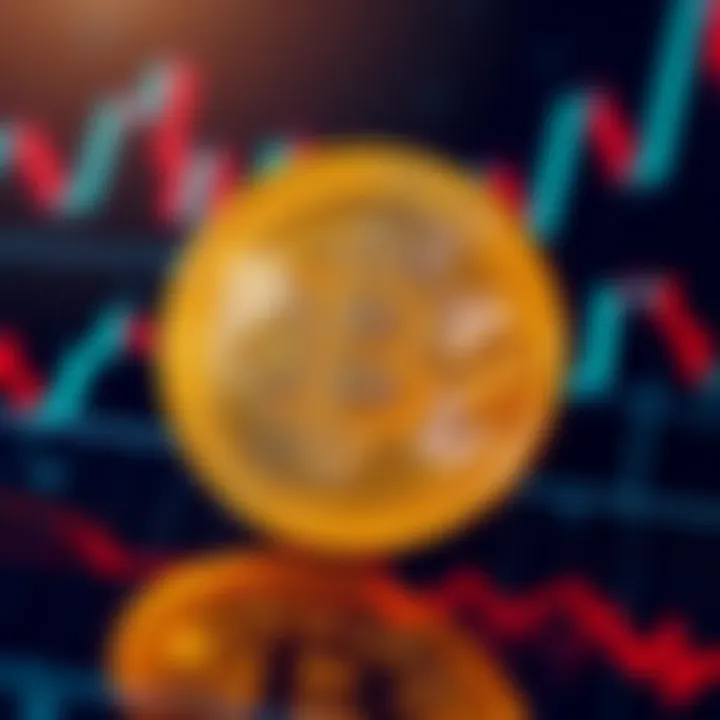 A close-up view of the Bitcoin symbol in gold on a digital graph background, symbolizing market trends.