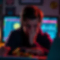 A distressed person looking at a computer screen showing a crypto wallet with missing Bitcoin funds