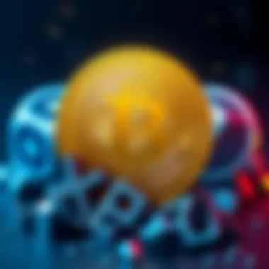 The Bitcoin symbol looks distressed while XRP and XLM symbols shine brightly, representing a shift in cryptocurrency power as Tether struggles.