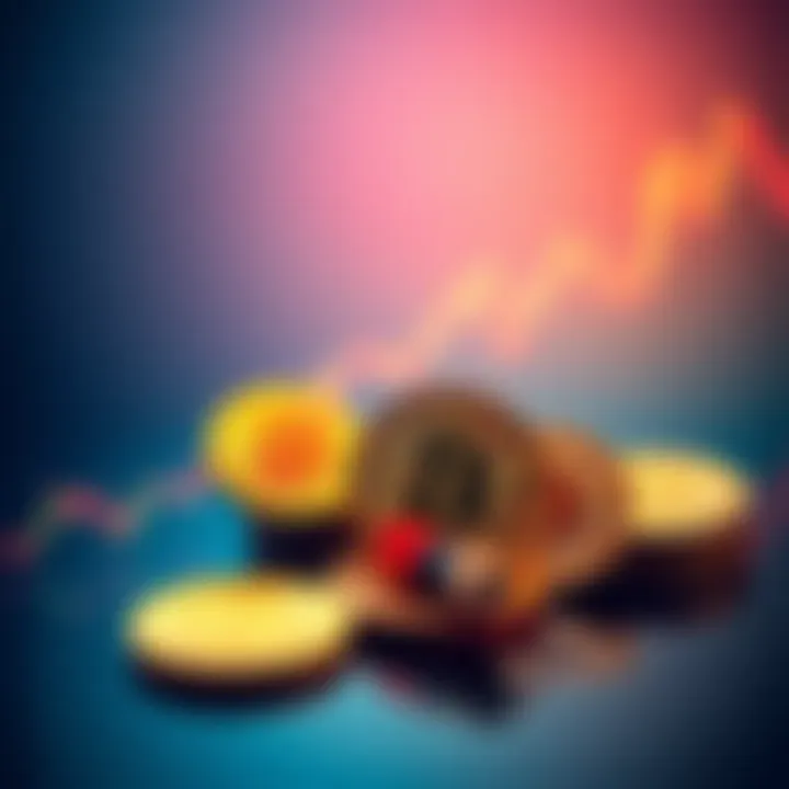 A representation of a financial graph showing an upward trend while featuring Bitcoin coins, symbolizing Strategy's recent purchase of 3,015 BTC.