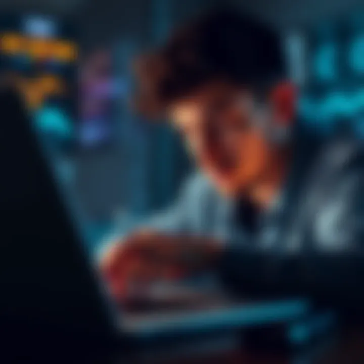 A person looking at a Bitcoin wallet on a laptop with a somber expression, contemplating past spending on drugs.