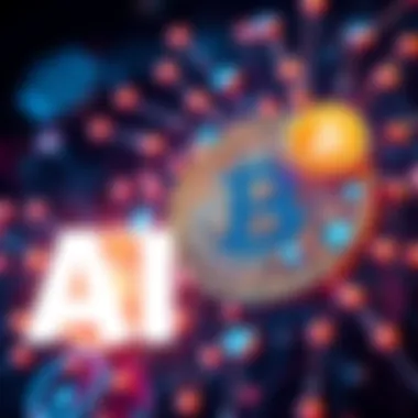 A visual representation of Bitcoin icons intertwined with AI technology elements, symbolizing the connection between cryptocurrency and artificial intelligence.